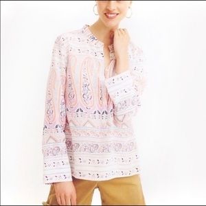 J. Crew Point Sur Block Print Silk Tunic